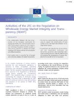 Activities of the JRC on the Regulation on Wholesale Energy Market Integrity and Transparency (REMIT)