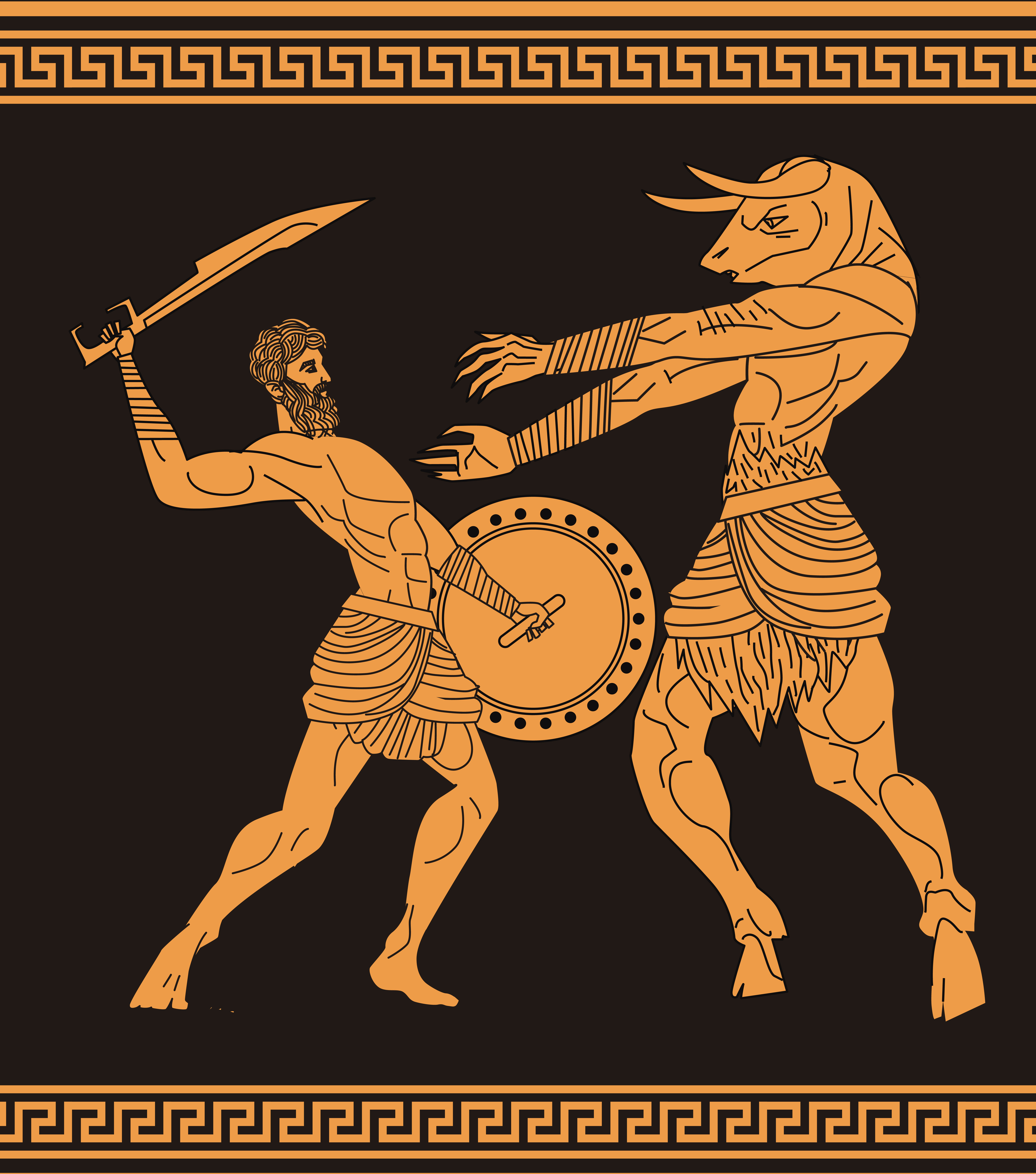 Theseus fighting the minotaur