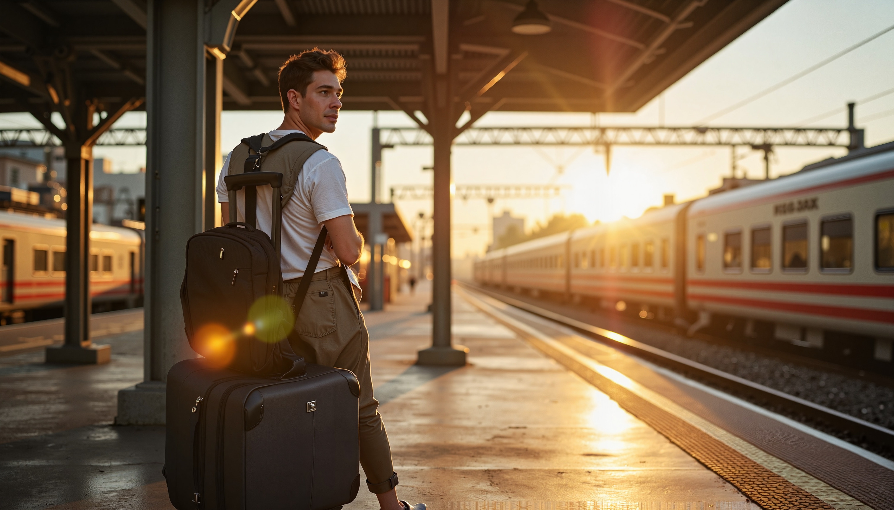A young person waiting to leave on a railway station