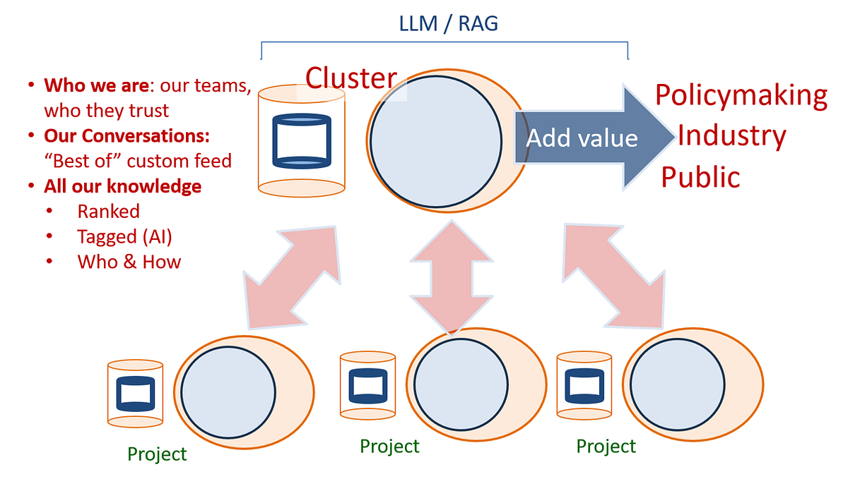 Figure 2: a cluster aggregating tacit knowledge from multiple projects