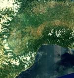 The first Sentinel-2 image captured, showing the Po Valley, framed by the Alps in the north and the coastal mountains of France and Italy in the South.