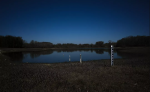 Water level indicators showing the low water level at lake Graoussettes, near Serignac-Peboudou, southwestern France.