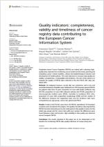Quality indicators: completeness, validity and timeliness of cancer registry data contributing to the European Cancer Information System
