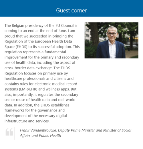 Image of Guest corner article of the Knowledge Centre on Cancer newsletter edition 3/2024 by Dep. PM Frank Vandenbroucke