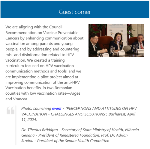 Image of the Guest corner article published in the newsletter Knowledge Centre on Cancer: Tackling Cancer and other Non-communicable diseases (NCDs)