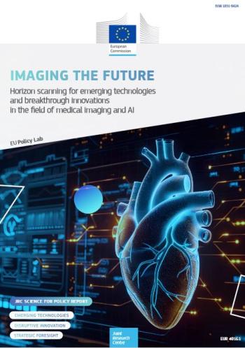 Report cover with a drawing of a heart and digital technology