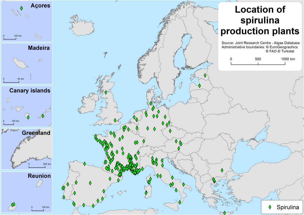 Location of spirulina production plants
