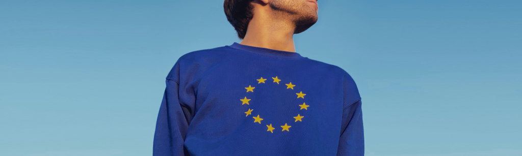 picture of person wearing a sweater with the European flag